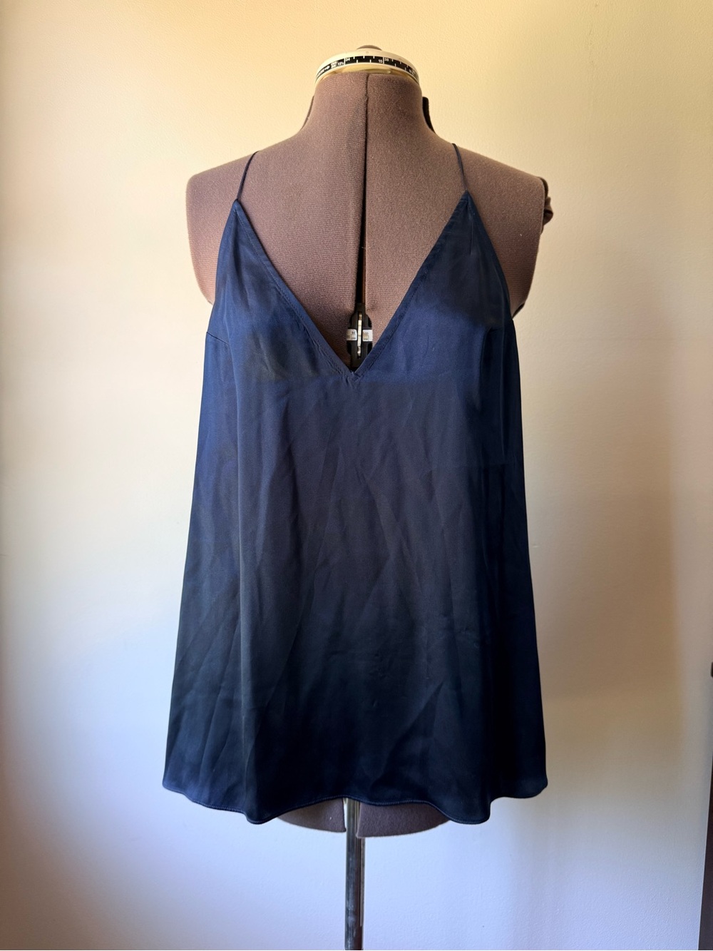 Cami NYC Navy 100% Silk V-Neck Cami
